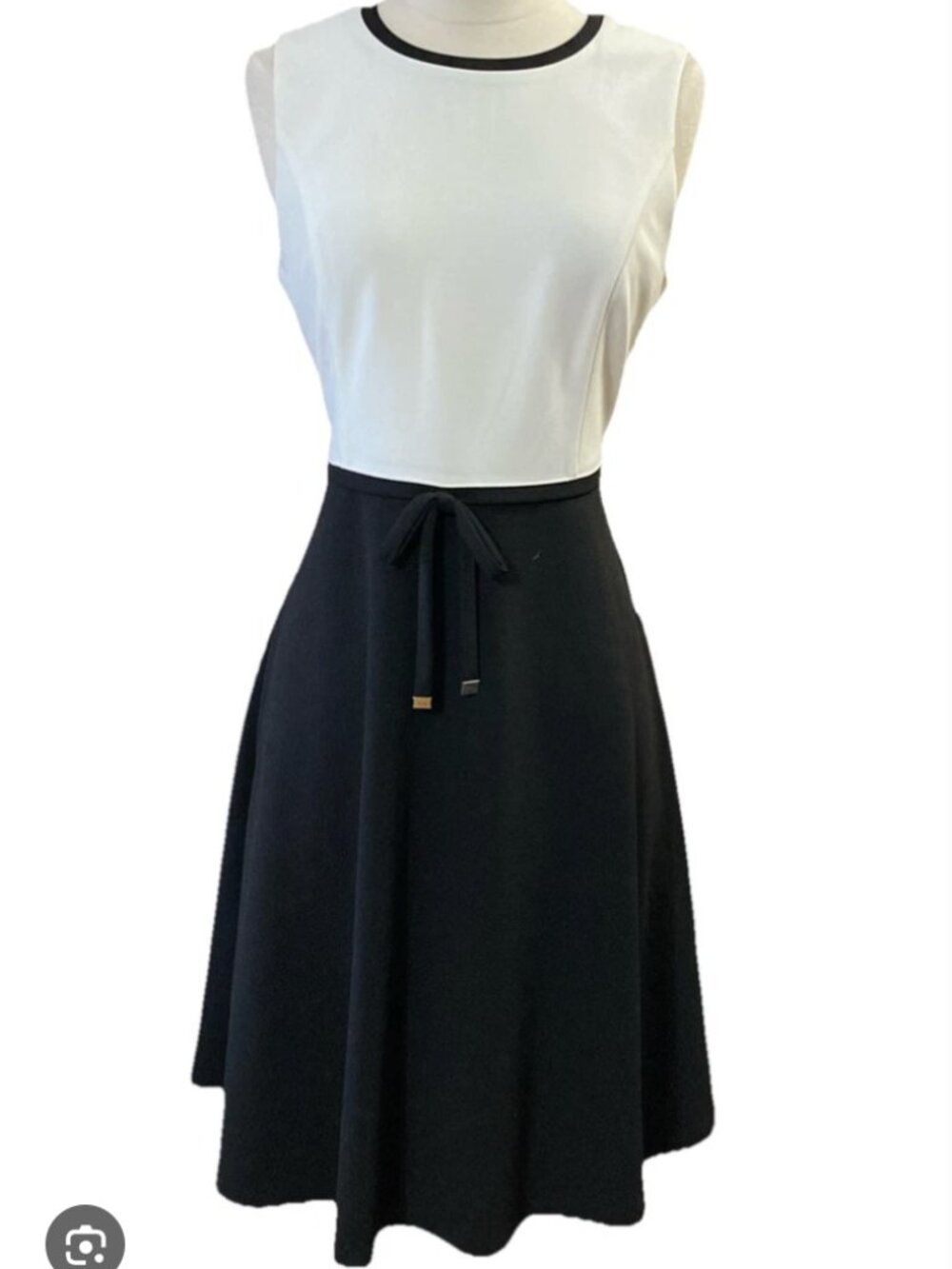 TOMMY HILFIGER Womens White Black Sleeveless Above The Knee Size 4